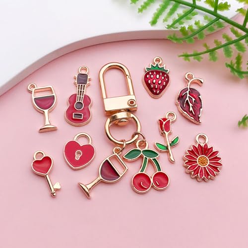 Youdiyla 40pcs Enamel Charms Alloy Metal Charms for Jewelry Making Necklace Bracelet Earring DIY Accessories - color: Red