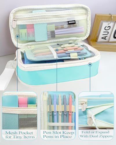 JIZHIYUAN 54PC Aesthetic School Supplies with Blue Pencil Case for Students - color: Blue