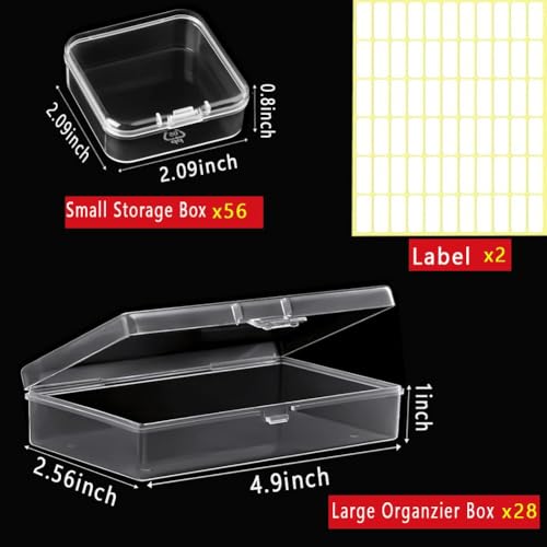 Bead Storage Box,84pcs Transparent Plastic Storage Containers Different Sizes, Crayon Box, Small Item Management Box And Labels,DIY Jewelry Craft Nails, Bracelets, Jewelry, Diamonds, Pens,4.9x2.56x1 - color: 4.9x2.56x1