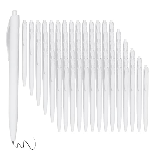 BallPoint Pens, 100 Pack (BLACK Ink),Bulk Pens, White Barrel,Click Pens for Office Home and School, Retractable Ballpoint Pens, Medium Point, 1.00MM (White) - color: White