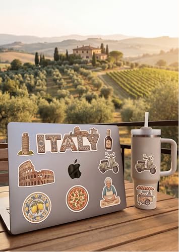 Italy Sticker Sheet, Italy Stickers for Laptop & Journal - style: Italy