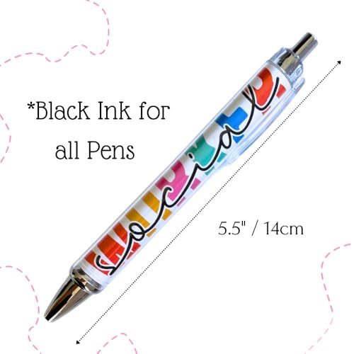 YJ PREMIUMS Social Worker Pens 6PC - Aesthetic Pen Set, Social Worker Gifts, Employee Appreciation Gifts, Mental Health Gift Set, Home Office Desk Essentials, Party Favor, Girl Stuff, Office Supplies - style: Social Worker