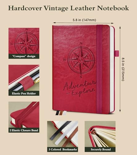 PAIBAS Blank Journal Notebook for Women Men,160 Pages,A5 Hardcover Sketchbook for Drawing, Sketch book, Unlined Notebooks for School,Work, Note Taking,Travel Journals for Writing 5.8"x8.5" (Burgundy) - color: Burgundy, size: Blank (5.8" x 8.5")