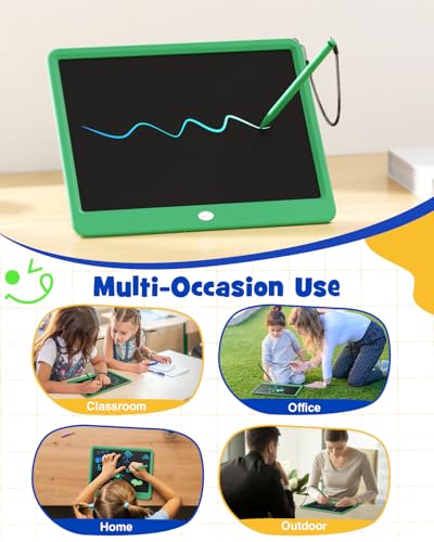 TEKFUN 16" LCD Writing Tablet for Kids Learning, Large Writing Pad for Homework, Practice & Homeschool, Calm Screen-Free Note Board for Focus, Study & Daily Use (Green) - color: Green, size: 16 Inch