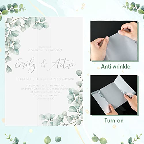 Outus 100 Pcs 5x7 Vellum Jackets, Pre Folded Eucalyptus Envelope Liners
