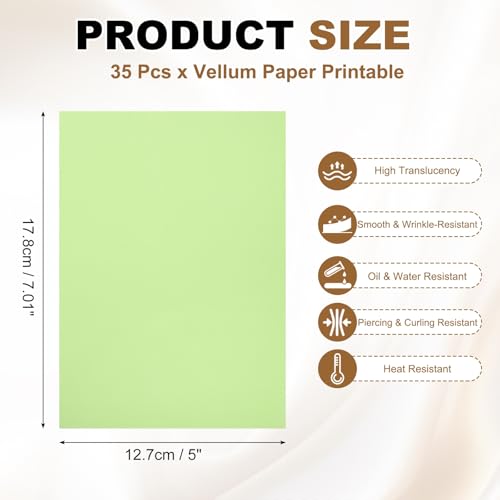 PATIKIL 80Pcs 7"x5" Vellum Tracing Paper for Drawing 100g Light Green | Printable Vellum Paper Sheets Jackets Tracing Transparent for Invitations Belly Bands Envelope Gift Drawing Sketching - color: Light Green, size: 7" x 5"