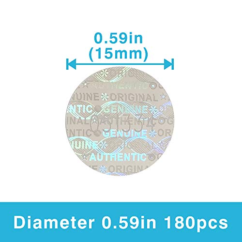 0.59 in High Security Tamper Evident Seal Warranty Void Original Genuine Authentic Hologram Labels/Stickers w/Unique Sequential Serial Numbering Tamper Proof Stickers (180) - style: 0.59in 180pcs