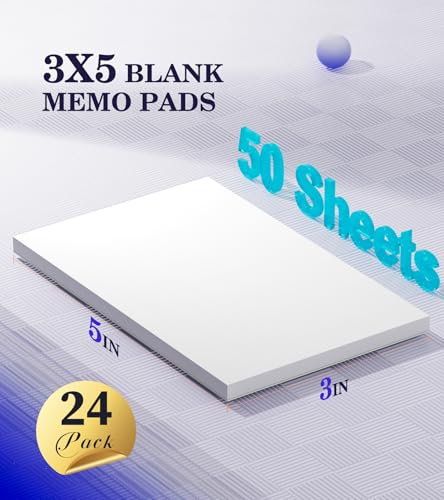 Small Note Pads 3x5 White Pocket Notepad, 24 Pack Server Note Pads 3x5 Mini | Memo Pads, Scratch Pads Small Writing Pads White Paper, 50 Sheets per Blank Pocket Notepads 3x5 Scratch Paper for Work/School - color: White- 24 Pack, size: 3x5
