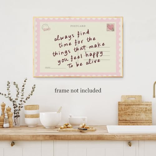 Vintage Pink Inspirational Postcards Wall Art Always Find Time For The Things Positive Affirmations Quote Poster Trendy Preppy Painting Aesthetic Gift For Her Girls Bedroom Decor Unframed16x24inch - color: style-1-Unframed, size: 24"L x 16"W