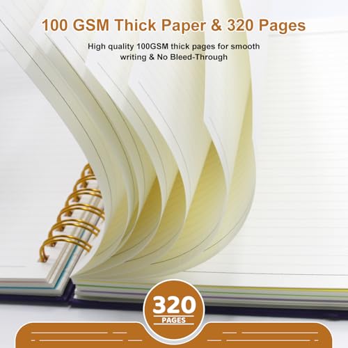 Hardcover Spiral Notebook Journal with Removable Dividers Tabs - color: Green, size: 8"x10"