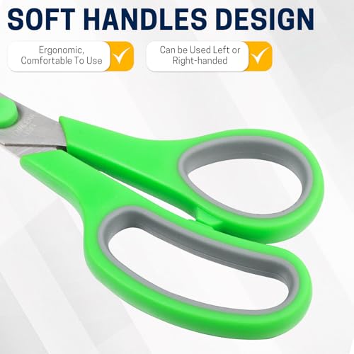 BURVAGY 32 Pack 8" Scissors All Purpose, Heavy Duty Scissors for Office | Scissors Bulk Multipurpose Comfort-Grip Sharp Adult Office Scissors Set Sewing Fabric Stainless Steel Blades, Right/Left Hand - color: 32 Pack