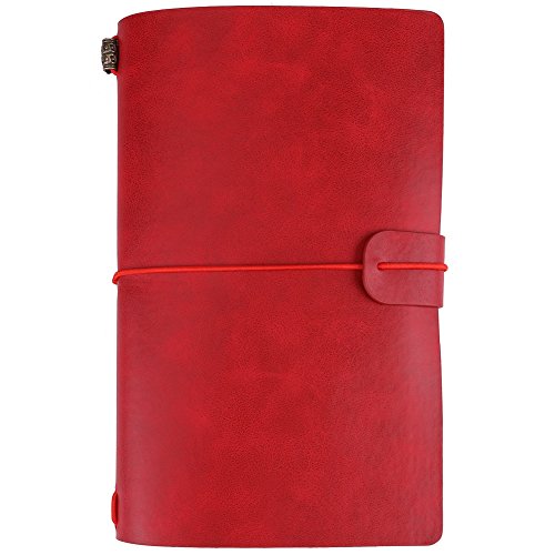 AYNEFY Travel Notebook, Cover Travel Journal Personalized Journal Diary Refillable Notepad for Writing Gifts Travelers Professionals (red) - color: red