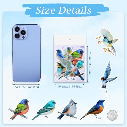 Imeepa 40Pcs Bird Stickers Transparent Scrapbooking Stickers (Pack of 3) - size: Birds (Pack of 3)