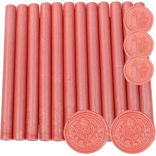 12 Pcs Glue Gun Wax Seal Sticks for Wax Stamp, Vintage Sealing Sticks Set Suit to 0.43'' Glue Gun Great for Wedding Invitation, Cards, Envelopes, Christmas Ideas (Rose Gold) - color: Rose Gold