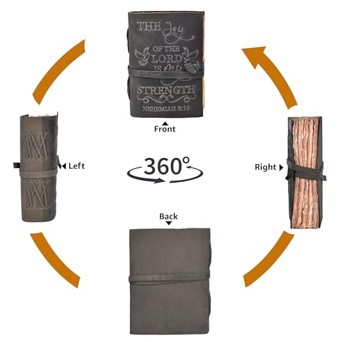 LEATHER VILLAGE Leather Bible Journal Joy Verse, Slate Grey 7x5. - color: Grey