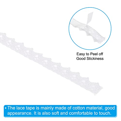 PATIKIL 0.6" Wide 2 Yards Self-Adhesive Lace Tape Lace Ribbon, 3 Pack Cotton Washi Trim Stickers Masking Decorative for Craft Scrapbook DIY Card Making, White - color: White