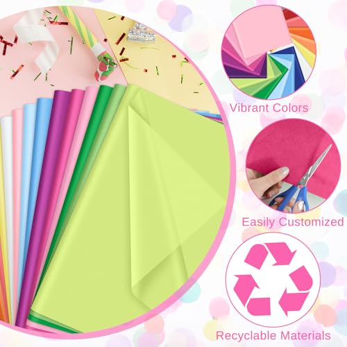 PLULON 60 Sheets Colorful Tissue Paper Bulk for Gift Bags Flower Packaging - color: Mixed Colors