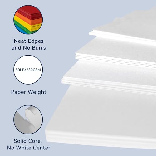15Sheets White Cardstock Paper 12x12 Card stock for Cricut, Thick Construction Paper for Card Making, Scrapbooking, Craft 90 lb / 250 gsm (White) - color: White