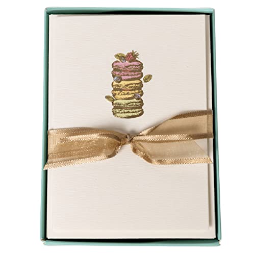 Graphique Macarons Cards | Pack of 10 Cards with Envelopes | Blank Inside | All Occasion Greetings | La Petite Presse Collection | Embossing and Gold Foil Accents | Boxed Set | 3.25" x 4.75" - color: Macarons
