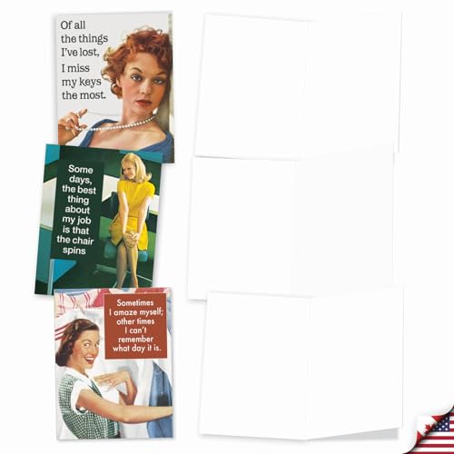 Best Card Co 20 Blank Retro Cards Assortment (4 x 5.12 Inch) (10 Designs, 2 Each) Hot Mess for Men and Women AM6622OCB-B2x10-NB - style: Hot Mess