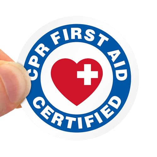 SmartSign CPR First Aid Certified Pack of 5 Hard Hat Labels | Retro-Reflective, 2" Circle - color: Cpr First Aid Certified