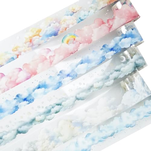 Dreamy Cloudscape PET Tape Set, 6 Rolls of Sky-Themed Stickers for Scrapbooking, Junk Journaling, DIY Crafts, and Art Supplies - style: Cloud Float