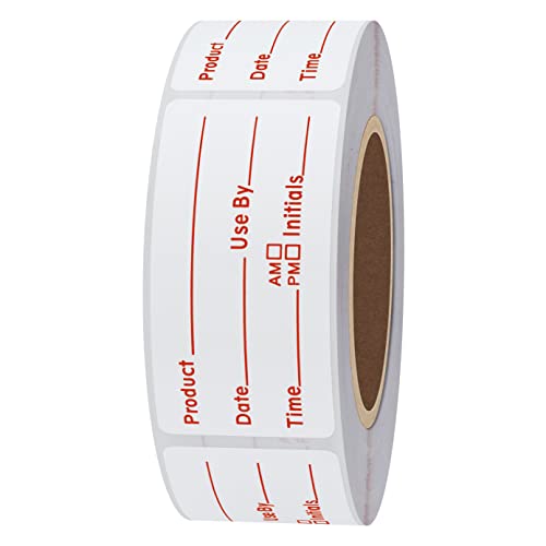 Hybsk 500pcs Freezer Labels for Food Storage Removable FIFO Use By Food Preparation Stickers Prep Date 1 x 2 Inch Labels (Red) - color: Red
