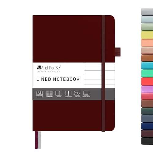 &And Per Se Lined Journal Notebook – A5 5.7”x8” College Ruled, 160 Pages, 100gsm Thick Paper, Journaling Notebooks for Writing (Dark Red) - color: Dark Red, style: Lined 160 pages