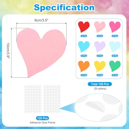 PATIKIL Bulletin Cutouts Paper, 108 Pcs Warm Heart Shape Bulletin Board Paper Cut Outs Decorations with Adhesive Points for Classroom DIY Crafts Projects Party Supplies, Multicolored - style: Warm Heart Shape