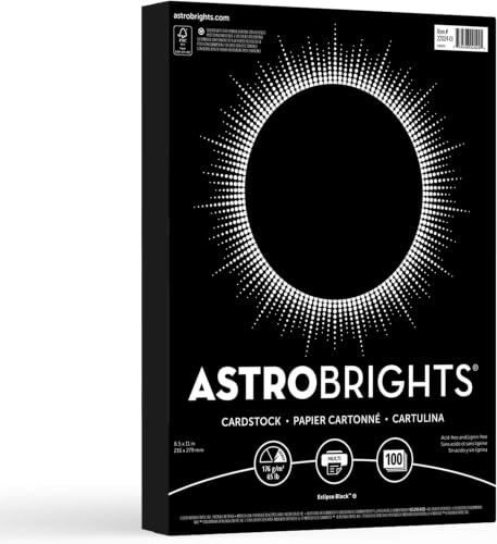 Astrobrights Color Cardstock,65 lb Cover Weight,8.5 x 11,Eclipse Black,100 Count (Pack of 6) - size: 100 Sheet (Pack of 6)