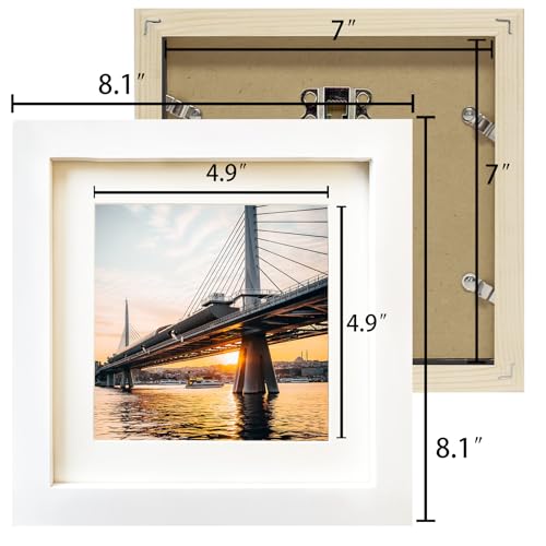 7x7 White Picture Frames Set of 2, Square Solid Wood Photo Frame for Tabletop or Wall Mounting - color: White, size: 7X7(2pcs)