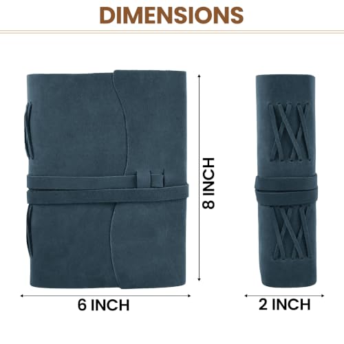 LEATHER VILLAGE Large Leather Journal Edge Cut, Navy Blue 8x6. - color: Blue, size: 8 inches X 6 inches