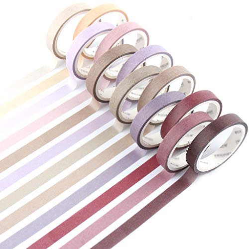 YUBBAEX 12 Rolls Washi Tape Set Natural Color Decorative Tapes for Arts, DIY Crafts, Journals, Planners, Scrapbook, Wrapping Wide -Salty Morandi- (Morandi, 8mm x 12Rolls) - color: Morandi, size: 8mm x 12Rolls