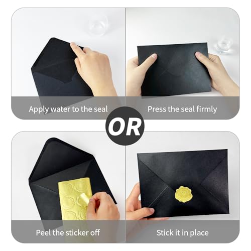 50 PCS 4x6 Pearl Black Envelopes with Stickers, A4 Shimmer Envelopes for Invitations, Great for Wedding Invitation Cards, Birthday Party, Baby Shower, 4 1/4" x 6 1/4" - color: Black, size: 4x6