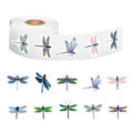 500Pcs Dragonfly Stickers Roll, 10 Designs Watercolor Dragonfly Stickers, Self-Adhesive Insect Labels for Kids Party Favors, Classroom Rewards, Envelope Seals & Crafts - color: Dragonfly