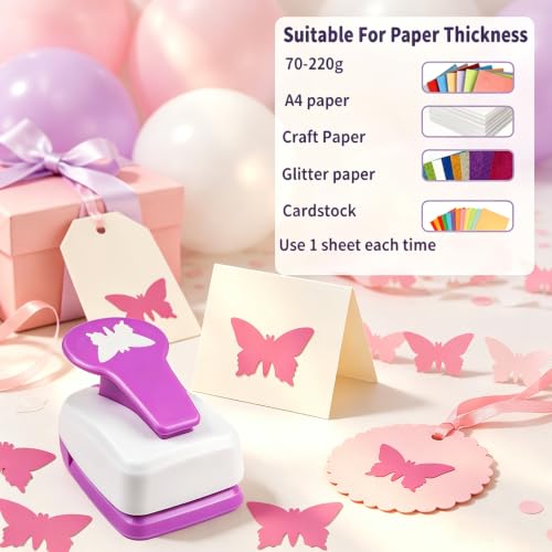 Paper Punch 1.8 Inch Butterfly Hole Punch for Craft Cardstock Paper Project | Butterfly Shape Crafts Punch, Precise & Clean Cut, Easy to Use, Ideal for Scrapbook Journal Gift Tag Card Making Envelope - style: Butterfly