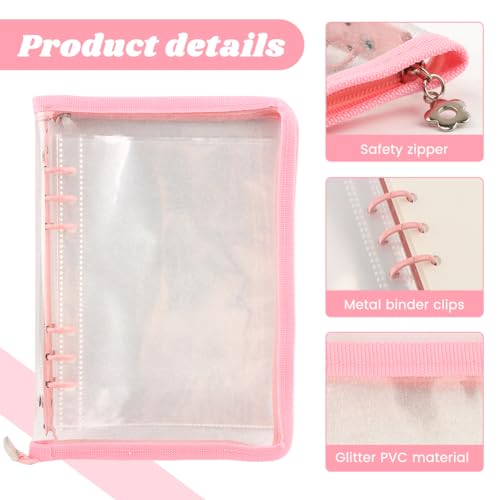 Sticker Organizer Binder with Clear Pockets & Zipper, Reusable A5 Stickers Collecting Book Album Holder with 10 Release Papers for Planner, Journaling, Sticker Collection (pink) - color: Pink