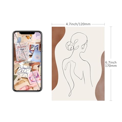 emmoolife 300 Sheets Aesthetic Scrapbook Paper, Retro Boho Pastel Wall Collage Scrapbooking Supplies Craft Decorative Papers Abstract Art Hippie Pattern Room Fashion Decor Paper for Card Making Gift - color: Abstract art 6 Theme