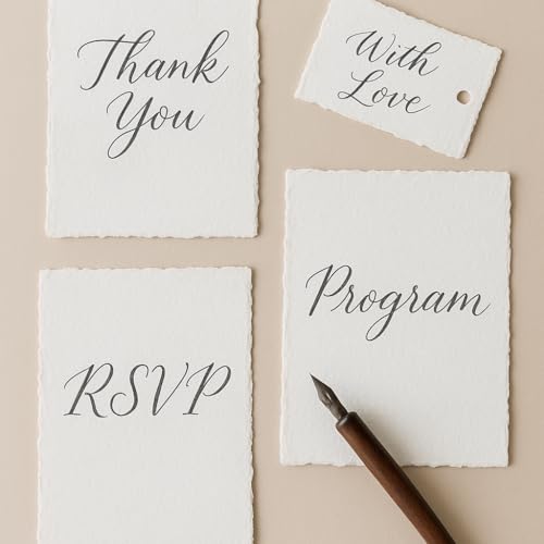 300 GSM Deckle Edge Cotton Paper - Soft, Textured Handmade Sheets for Invitations, Artwork, Stationery, and DIY Crafting (Pack of 25) (5 x 7 inch) - size: 5 x 7 inch