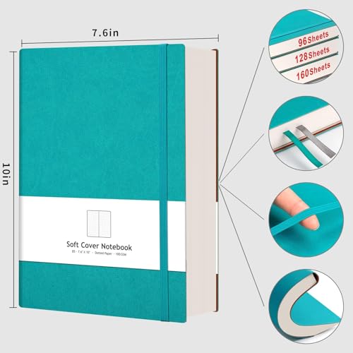 AHGXG Dotted Journal, 320 Pages, B5 (7.6'' X 10'') - color: Cyan, size: B5