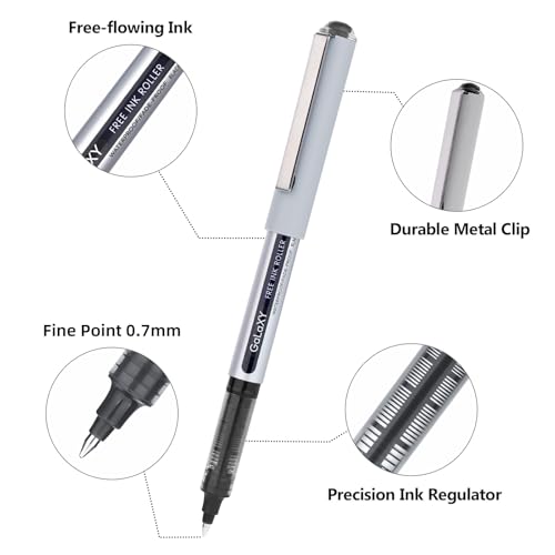 EYEYE Rollerball Pens 12 Pack 6 Black 6 Blue 0.7mm Medium Point Fine Tip Pens Quick Dry Liquid Ink Pens Smooth Writing for Journaling Office School Note Taking Supplies - color: Black+Blue, size: 0.7mm