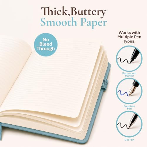 Lined Journal Notebook Hardcover Leather Bound 200 Pages A4 Blue Cute Diary - color: Light Blue, size: A4 200 Pages