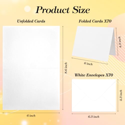 70 Sets Watercolor Cards with Envelopes,Folded Cards 4.3 x 6 Inch