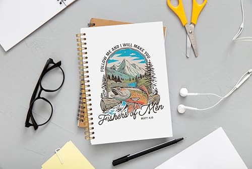 Trout Fish Christian Notebook Journal, Matthew 4:19 Bible Notebook for Note Taking, Christian Gifts for Women Men, Fishers of Men Religious Spiral Journal 5.5x8.3 Inch - color: 43-Christian-notebook
