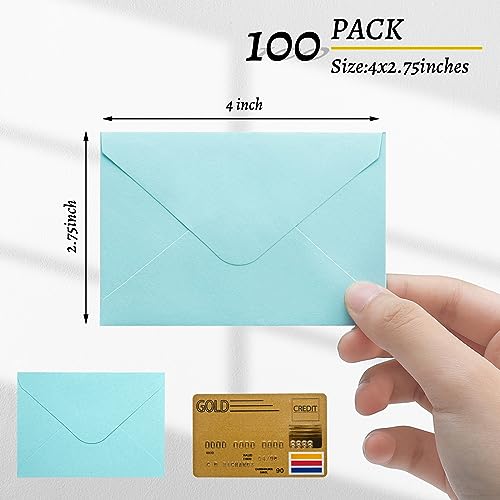 100 Pack 4 x 2.75" Colorful Mini Envelopes 120GSM Gift Card 10 Color Envelopes Bulk Small Paper Gift Card Sleeves Greeting Card Business Card Tiny Envelope Pockets for Card & Invitation - color: Color-100