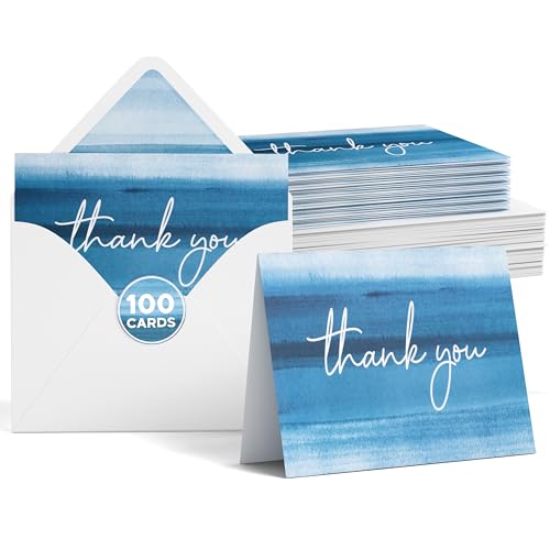 VNS Creations Thank You Cards With Envelopes - 100 Pack 4 x 6 Blank - Ombré - color: Ombre, size: 100 Pack - 4" x 6" (Value Pack)