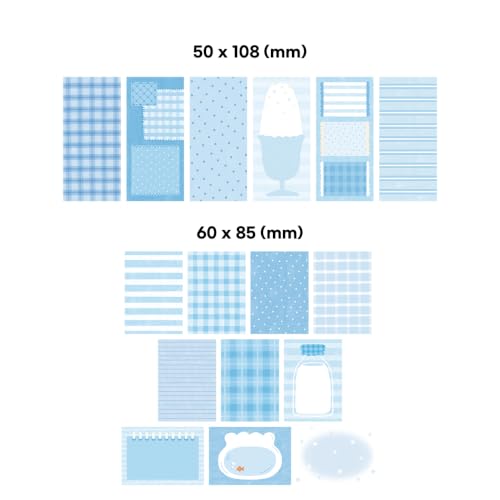 Monolike Blue Sherbet Sticker Pack (102pcs) - Aesthetic Scrapbooking Material, Writable Paper Sticker Set for Planners and Journals Decor - color: Blue Sherbet