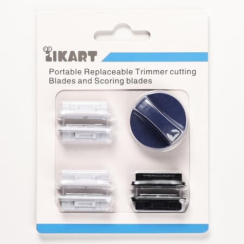 Likart 6-Pack Paper Cutter Replacement Blades kit,Portable Trimmer Cutting Blades Compatible for Portable Trimmer/Basic Trimmer/Roll Holder,4 Cutting Blades & 2 Scoring Blades with a Holder,Blue - color: Blue(6P)