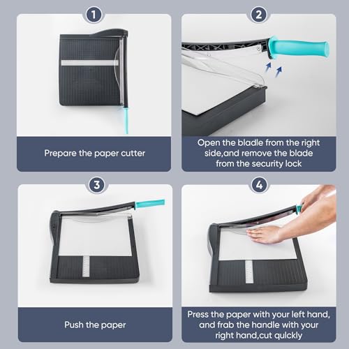 VUSIGN Paper Cutter 12" Cut Length Guillotine Papercutter, Heavy Duty Paper Trimmer with 18 Sheet Capacity Paper Slicer, Large Guillotina Paper Cutting Board for Classroom Crafting Cardstock