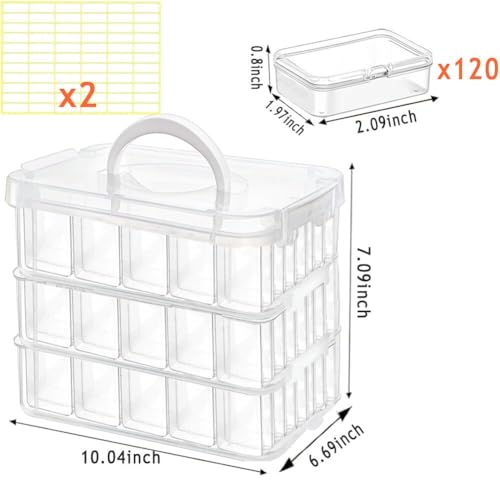 120pcs Bead Storagebead organizer boxes,3-Tier bead organizer boxes and craft storage boxes,Bead storage Stackable portable box,DIY Jewelry Craft Nails, Bracelets, Jewelry, (120pcs 2.09 x 1.57 x 0.8) - color: 120pcs (2.09x1.57x0.8Inch)